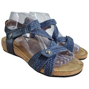 Taos Universal Blue Leather Comfort Wedge Sandals Size 38 US 7-7.5 Adjustable